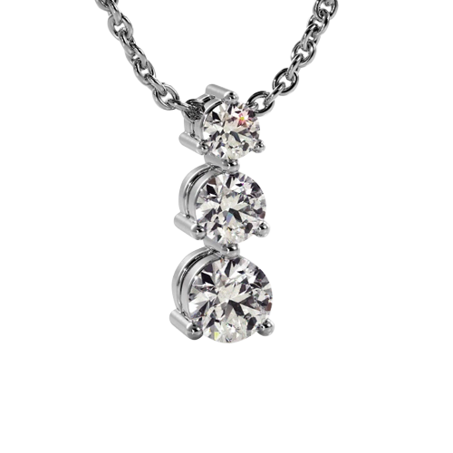 Three Stone Cascade Diamond Drop Pendant